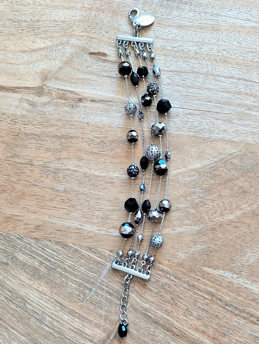 White House Black Market Multi-Strand Black & Silver Bracelet